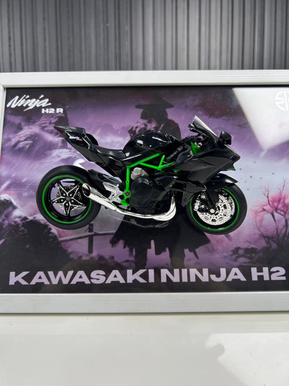 Kawasaki Ninja H2R | Bike Scale 1:12 | 3D Diecast Frame | Bikes Wall Art