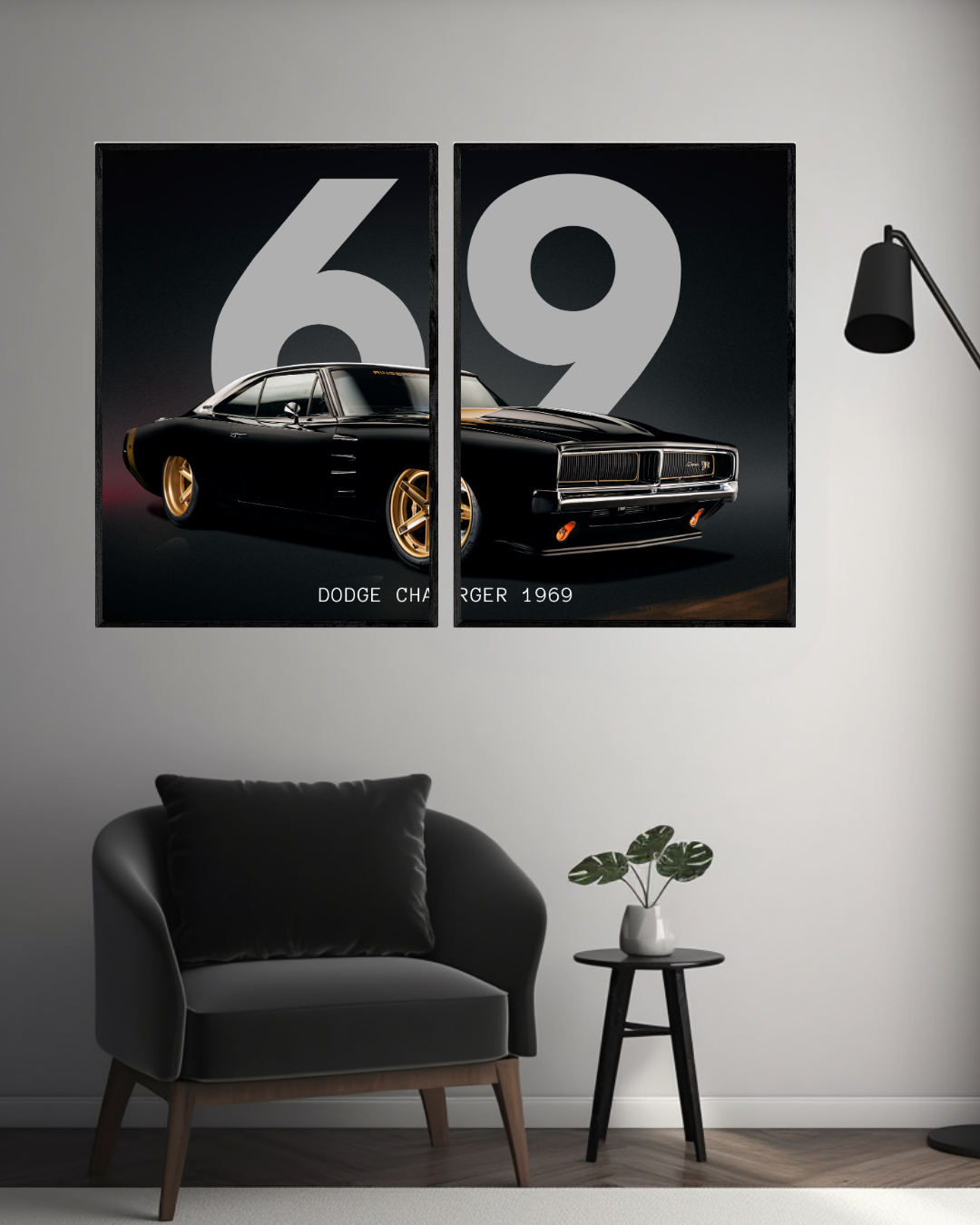 Dodge Charger 1969 | 2 - Panel Wall Art | Cars Wall Art