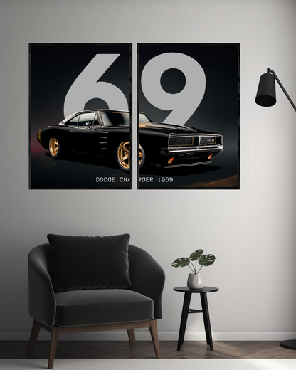 Dodge Charger 1969 | 2 - Panel Wall Art | Cars Wall Art