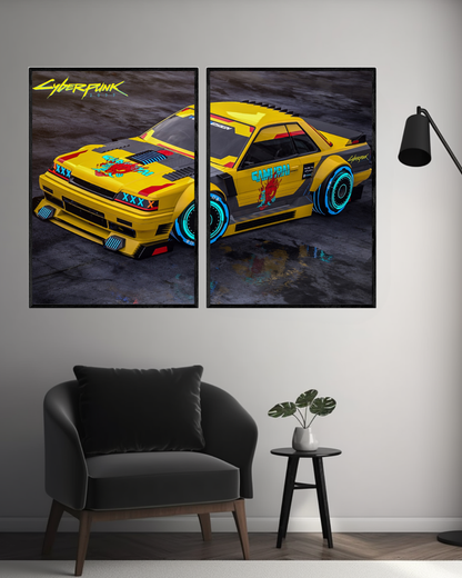 Cyberpunk Car  | 2 - Panel Wall Art | Cars Wall Art