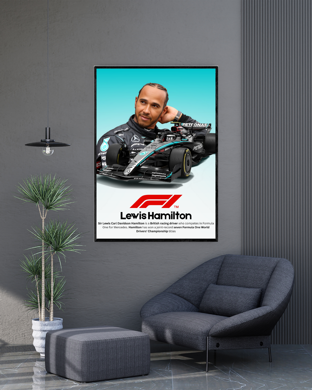Lewis Hamilton Frame | With Specs | Cars Wall Art