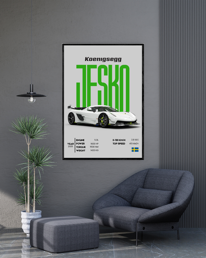 Koenigsegg Jesko | With Specs | Cars Wall Art