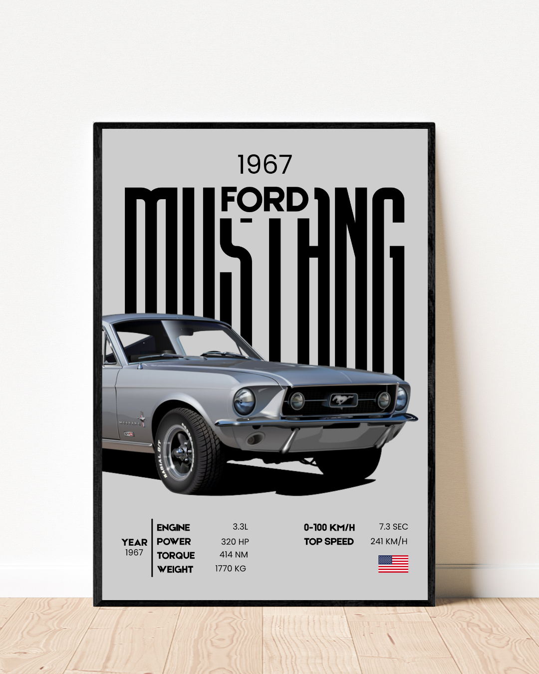 FORD Mustang - 1967 | With Specs | Cars Wall Art