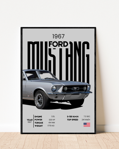 FORD Mustang - 1967 | With Specs | Cars Wall Art