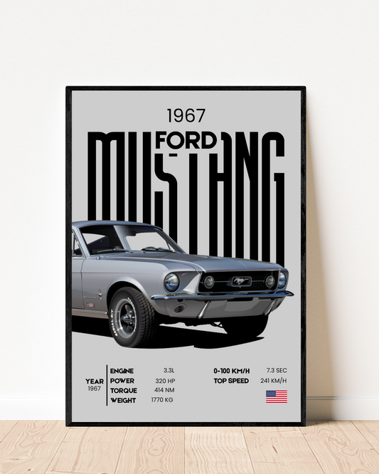 FORD Mustang - 1967 | With Specs | Cars Wall Art