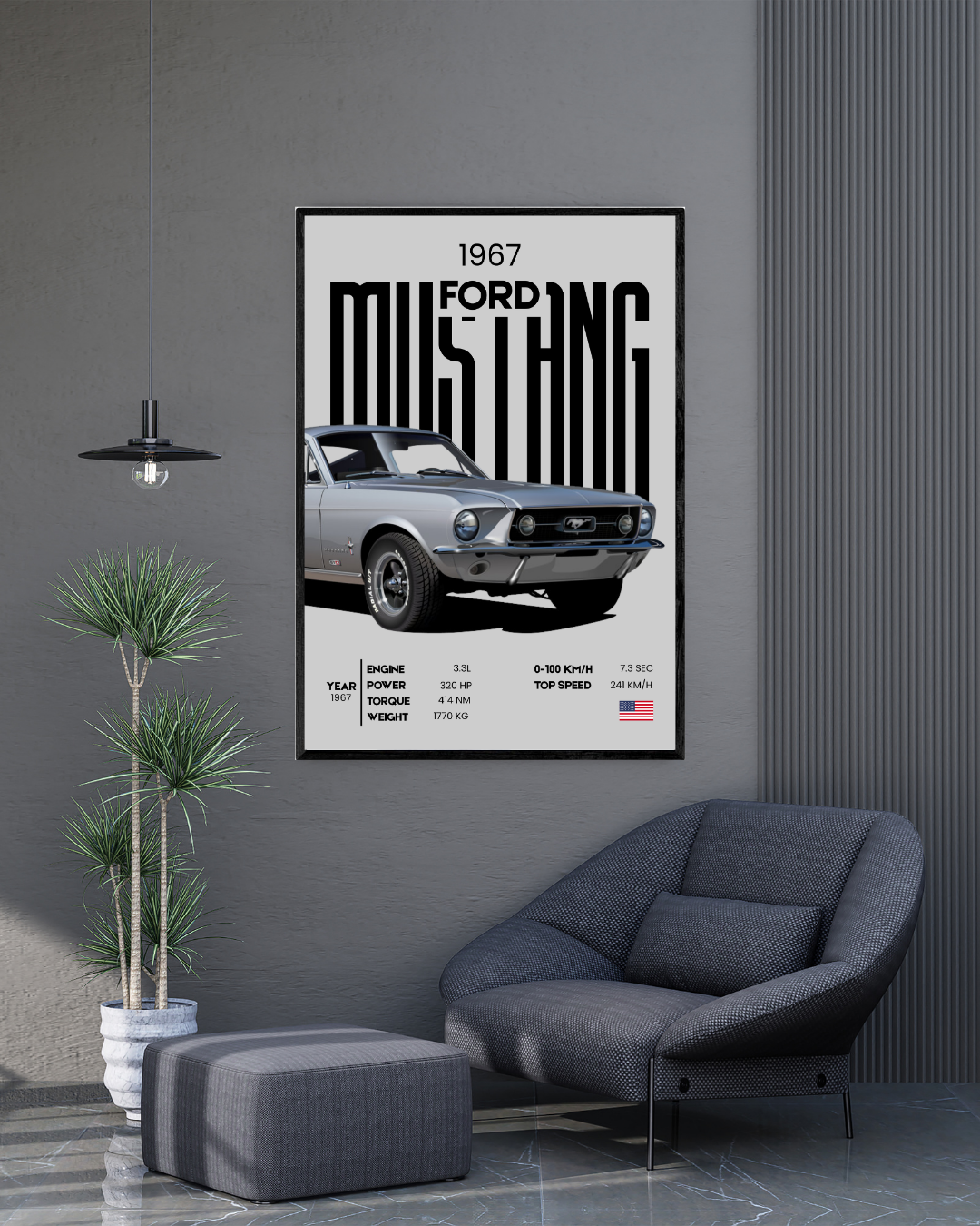 FORD Mustang - 1967 | With Specs | Cars Wall Art