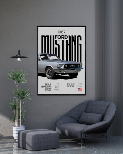 FORD Mustang - 1967 | With Specs | Cars Wall Art