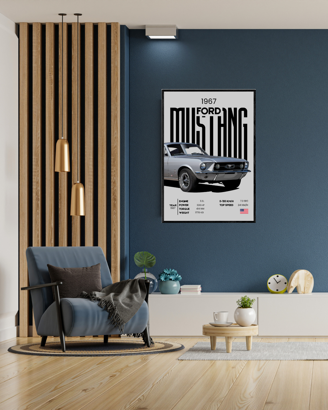 FORD Mustang - 1967 | With Specs | Cars Wall Art
