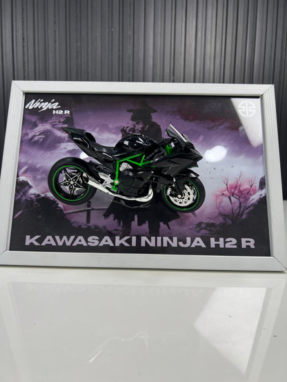 Kawasaki Ninja H2R | Bike Scale 1:12 | 3D Diecast Frame | Bikes Wall Art
