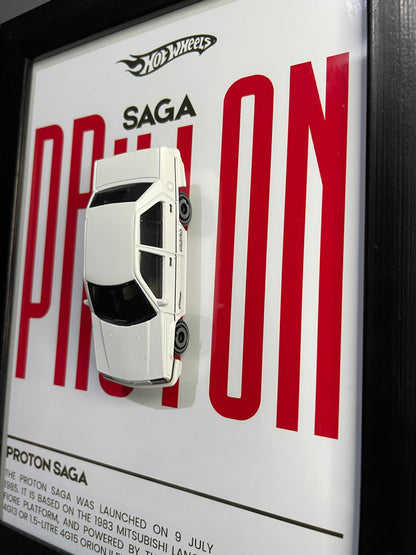 Proton SAGA 1985 - Hot Wheels | 3D Diecast Frame | Cars Wall Art