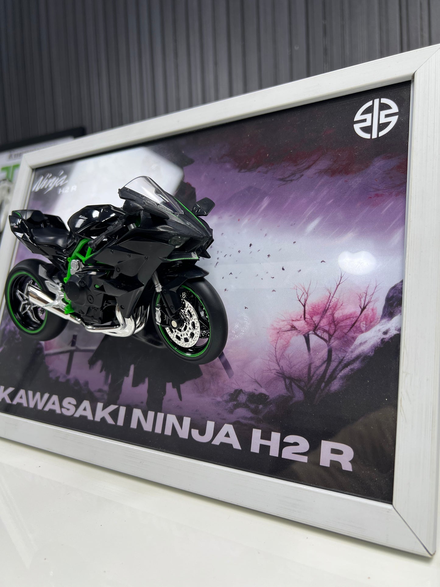 Kawasaki Ninja H2R | Bike Scale 1:12 | 3D Diecast Frame | Bikes Wall Art