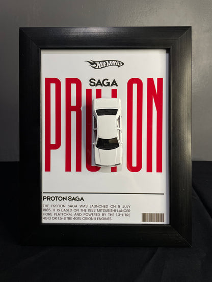 Proton SAGA 1985 - Hot Wheels | 3D Diecast Frame | Cars Wall Art