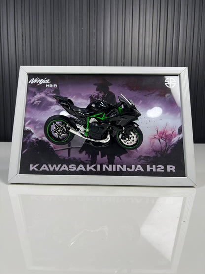 Kawasaki Ninja H2R | Bike Scale 1:12 | 3D Diecast Frame | Bikes Wall Art