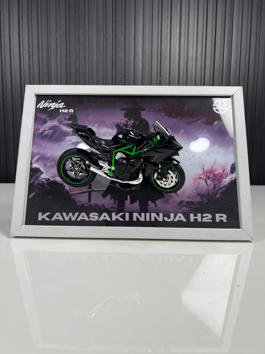 Kawasaki Ninja H2R | Bike Scale 1:12 | 3D Diecast Frame | Bikes Wall Art