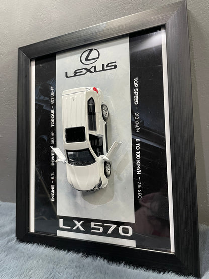 Lexus LX570 | Kinsmart Licensed Model - Car Scale 1:36 | 3D Diecast Frame | Cars Wall Art