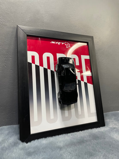 Dodge Challenger SRT | Kinsmart Licensed Model - Car Scale 1:36 | 3D Diecast Frame | Cars Wall Art