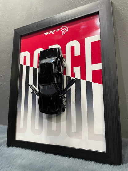 Dodge Challenger SRT | Kinsmart Licensed Model - Car Scale 1:36 | 3D Diecast Frame | Cars Wall Art