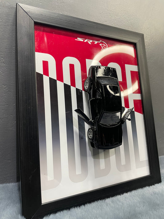 Dodge Challenger SRT | Kinsmart Licensed Model - Car Scale 1:36 | 3D Diecast Frame | Cars Wall Art