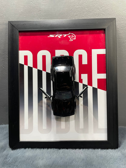 Dodge Challenger SRT | Kinsmart Licensed Model - Car Scale 1:36 | 3D Diecast Frame | Cars Wall Art
