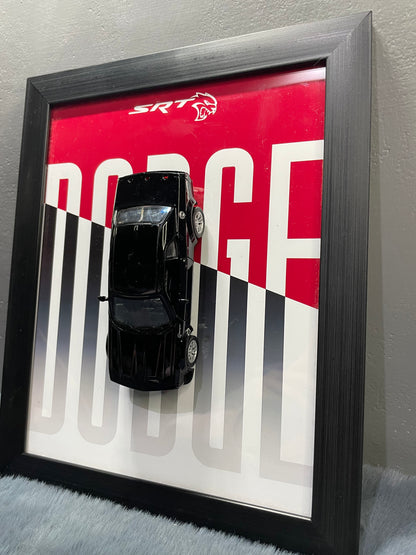 Dodge Challenger SRT | Kinsmart Licensed Model - Car Scale 1:36 | 3D Diecast Frame | Cars Wall Art