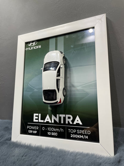 Hyundai Elantra | Kinsmart Official Licensed Model - Car Scale 1:36 | 3D Diecast Frame | Cars Wall Art