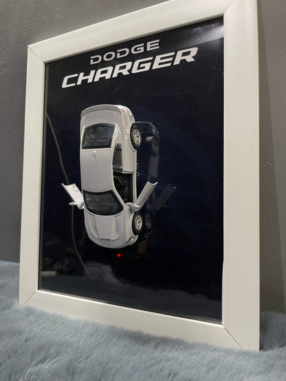 Dodge Charger SRT Hellcat | Kinsmart Licensed Model - Car Scale 1:36 | 3D Diecast Frame | Cars Wall Art