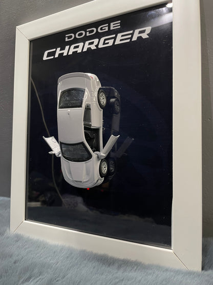 Dodge Charger SRT Hellcat | Kinsmart Licensed Model - Car Scale 1:36 | 3D Diecast Frame | Cars Wall Art