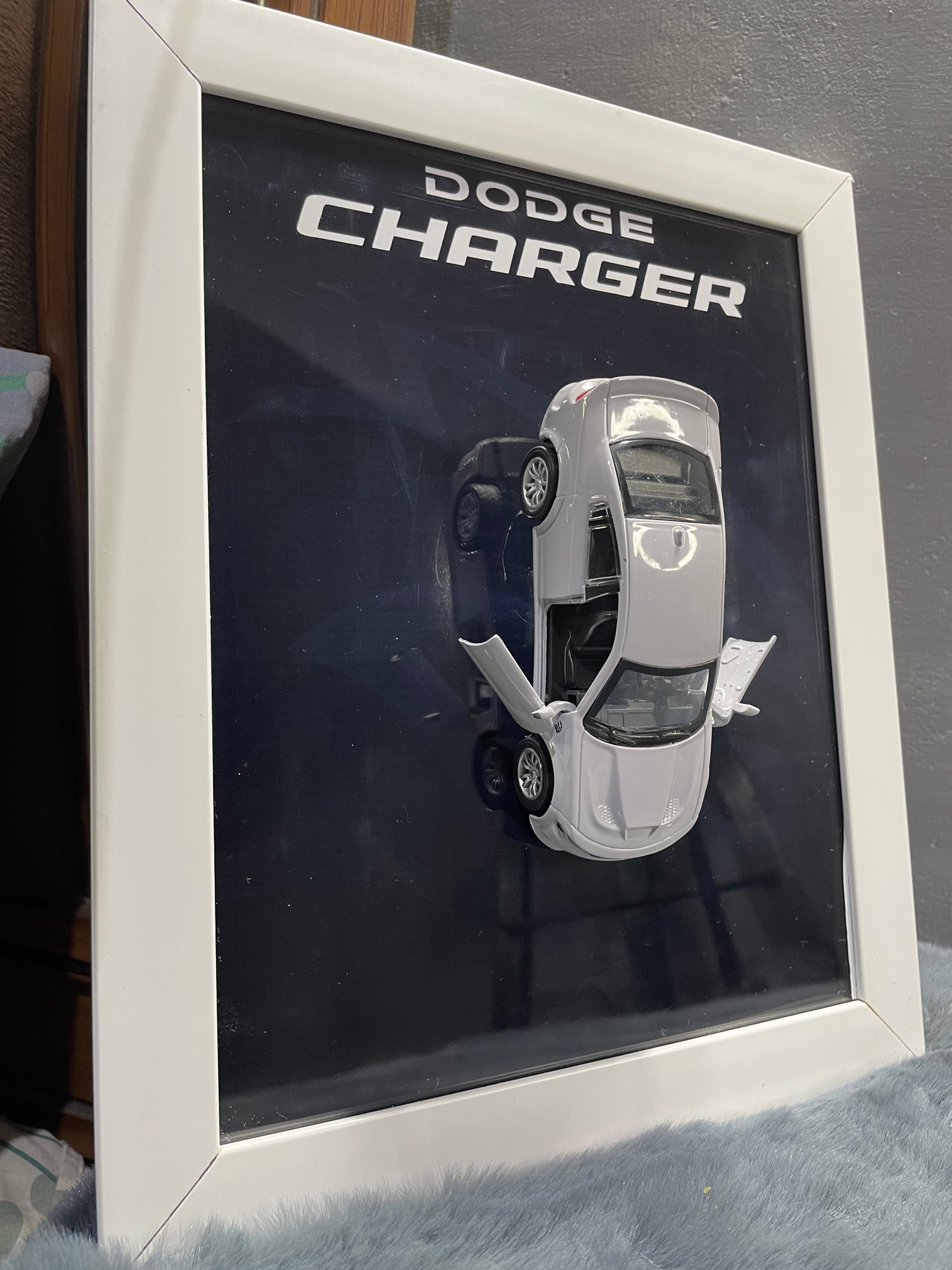 Dodge Charger SRT Hellcat | Kinsmart Licensed Model - Car Scale 1:36 | 3D Diecast Frame | Cars Wall Art