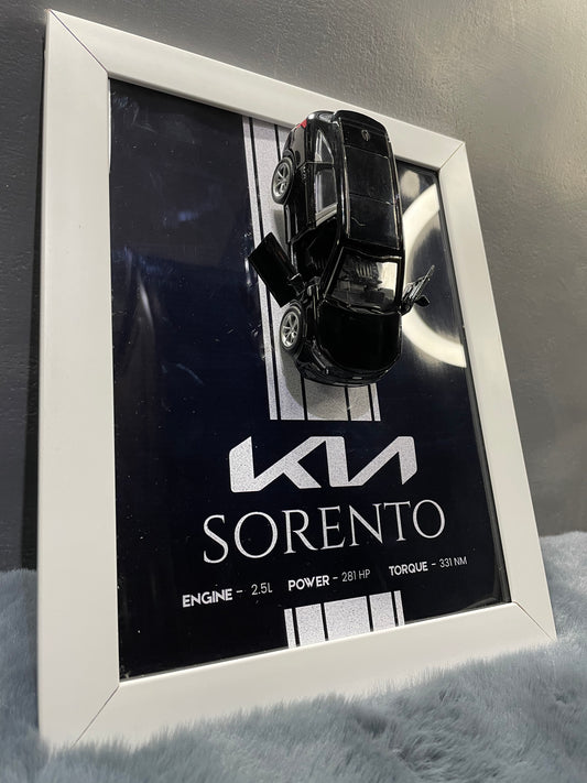 Kia Sorento | Kinsmart Licensed Model - Car Scale 1:36 | 3D Diecast Frame | Cars Wall Art