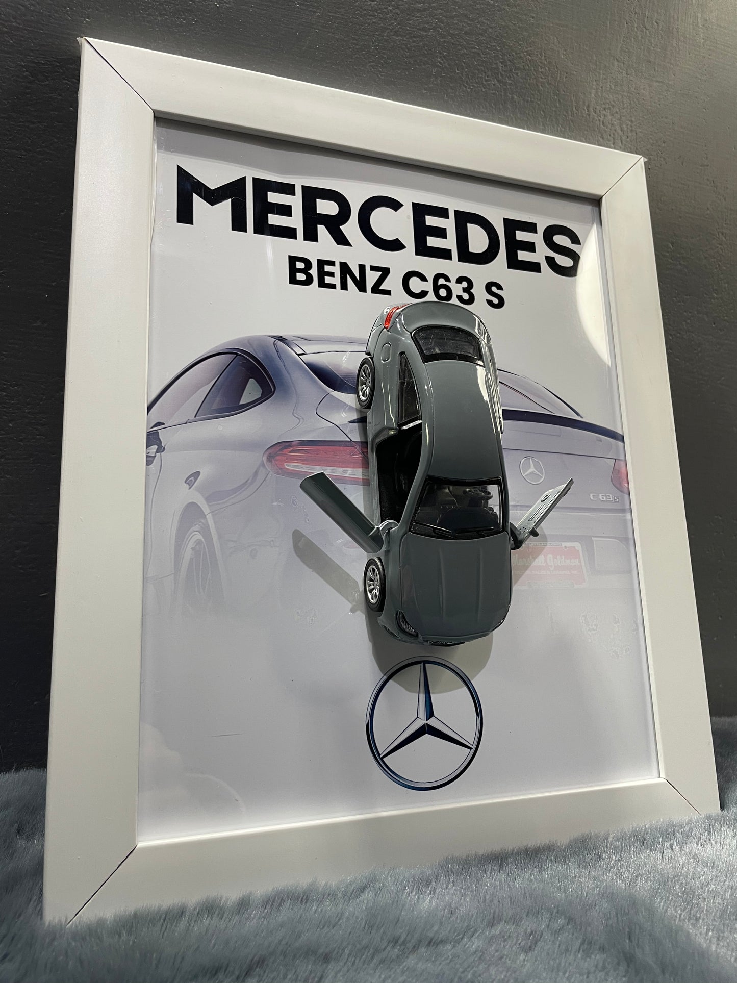 Mercedes C63 S | Kinsmart Official Licensed Model - Car Scale 1:36 | 3D Diecast Frame | Cars Wall Art