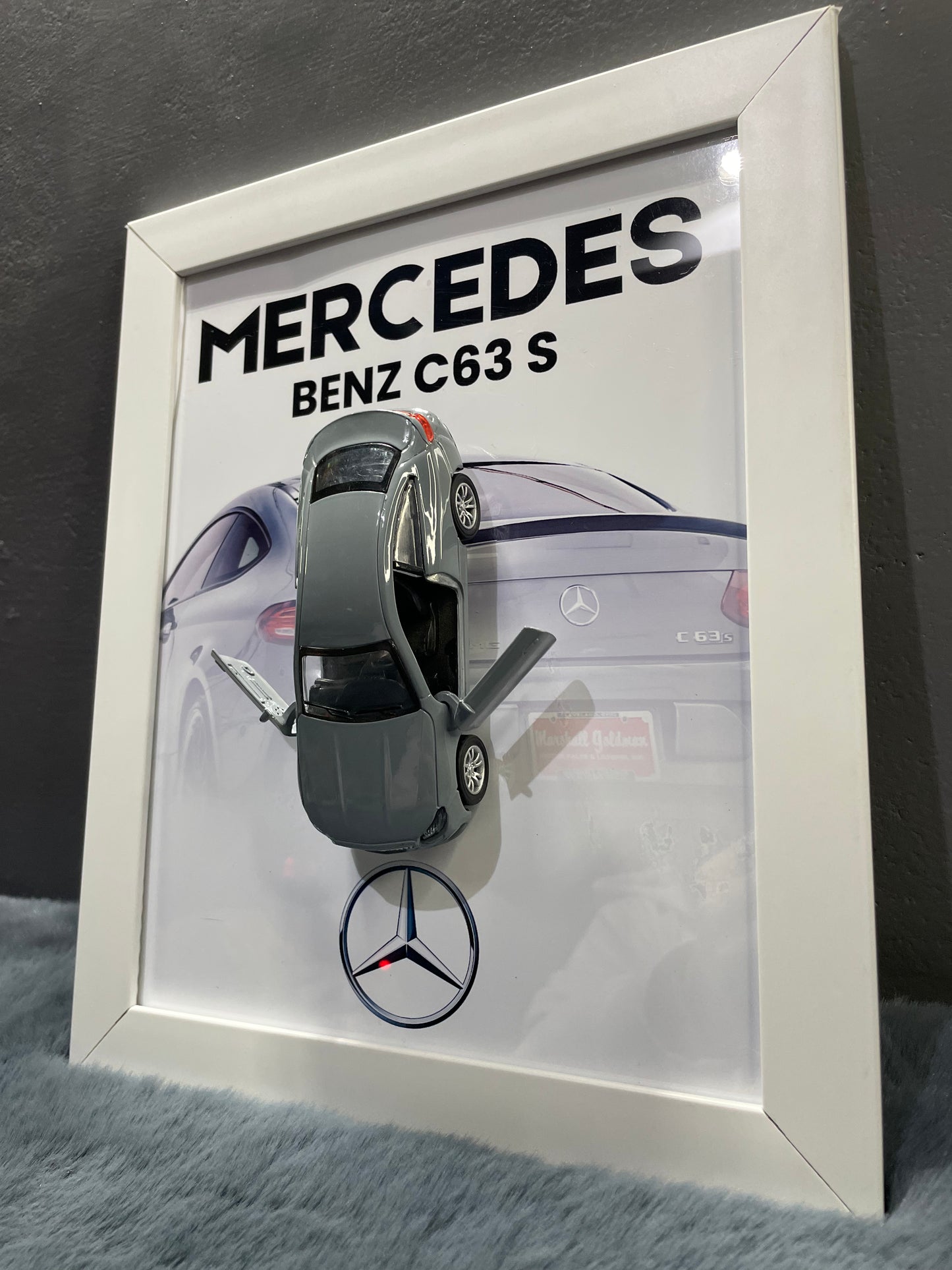 Mercedes C63 S | Kinsmart Official Licensed Model - Car Scale 1:36 | 3D Diecast Frame | Cars Wall Art