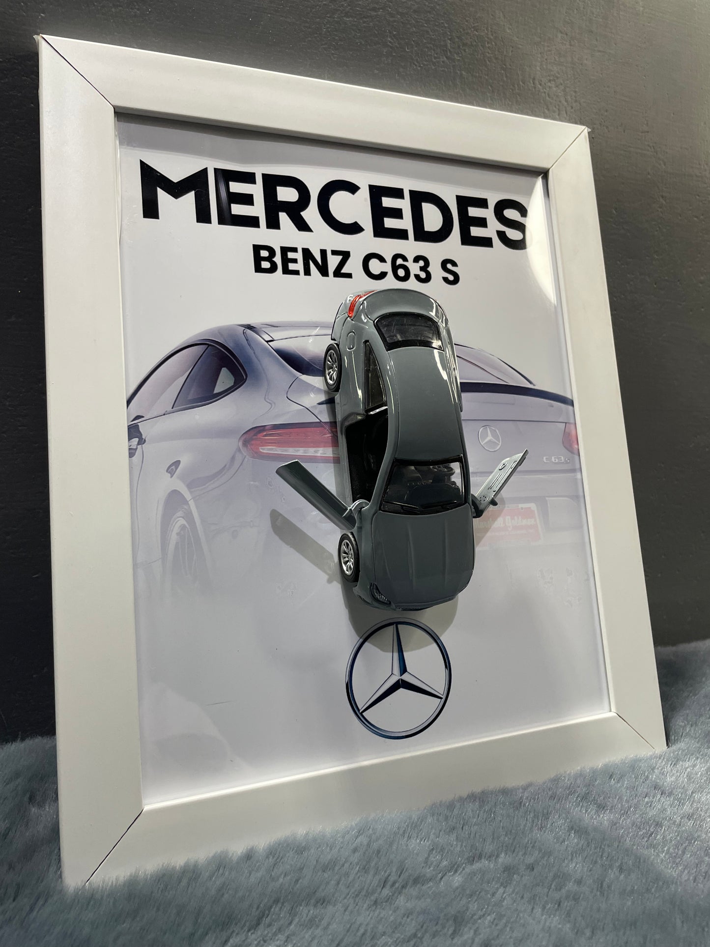 Mercedes C63 S | Kinsmart Official Licensed Model - Car Scale 1:36 | 3D Diecast Frame | Cars Wall Art