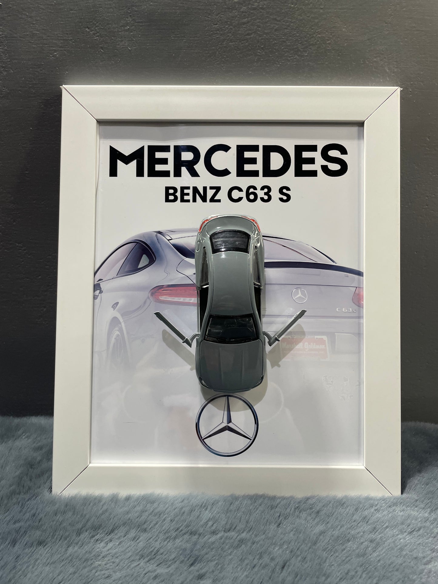 Mercedes C63 S | Kinsmart Official Licensed Model - Car Scale 1:36 | 3D Diecast Frame | Cars Wall Art