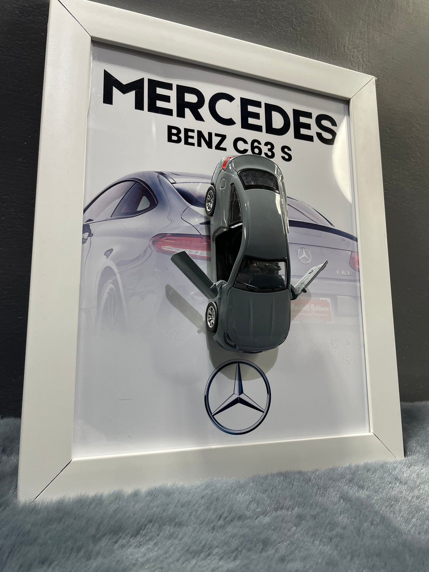 Mercedes C63 S | Kinsmart Official Licensed Model - Car Scale 1:36 | 3D Diecast Frame | Cars Wall Art