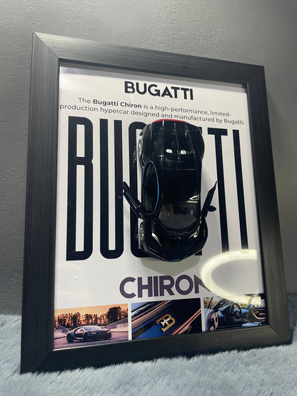 Bugatti Chiron | Kinsmart Licensed Model - Car Scale 1:36 | 3D Diecast Frame | Cars Wall Art