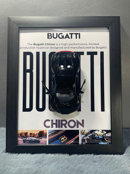 Bugatti Chiron | Kinsmart Licensed Model - Car Scale 1:36 | 3D Diecast Frame | Cars Wall Art