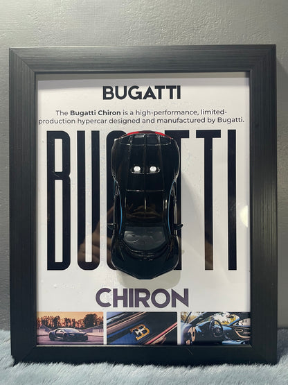 Bugatti Chiron | Kinsmart Licensed Model - Car Scale 1:36 | 3D Diecast Frame | Cars Wall Art