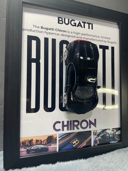 Bugatti Chiron | Kinsmart Licensed Model - Car Scale 1:36 | 3D Diecast Frame | Cars Wall Art