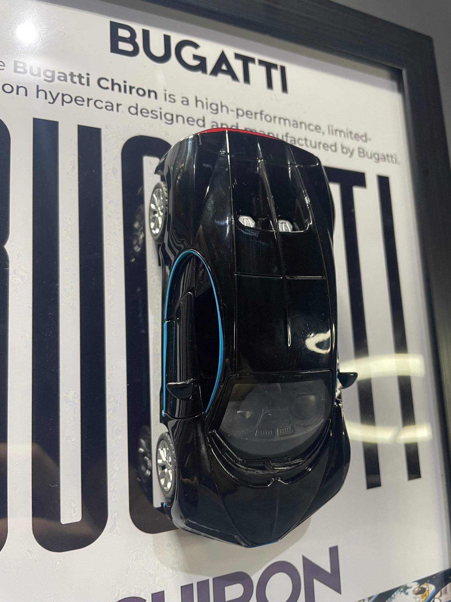 Bugatti Chiron | Kinsmart Licensed Model - Car Scale 1:36 | 3D Diecast Frame | Cars Wall Art