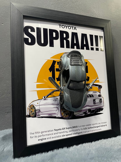 Toyota Supra MK5 | Kinsmart Licensed Model - Car Scale 1:36 | 3D Diecast Frame | Cars Wall Art