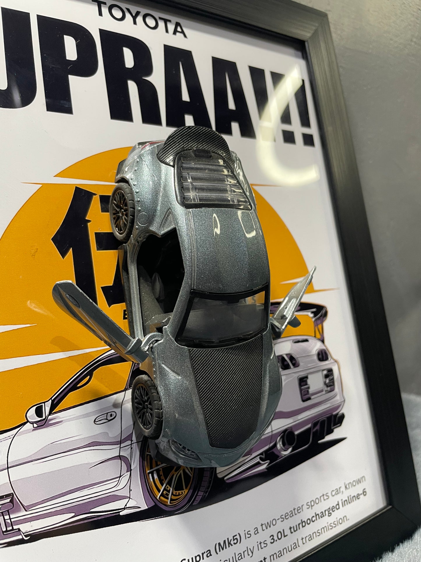 Toyota Supra MK5 | Kinsmart Licensed Model - Car Scale 1:36 | 3D Diecast Frame | Cars Wall Art