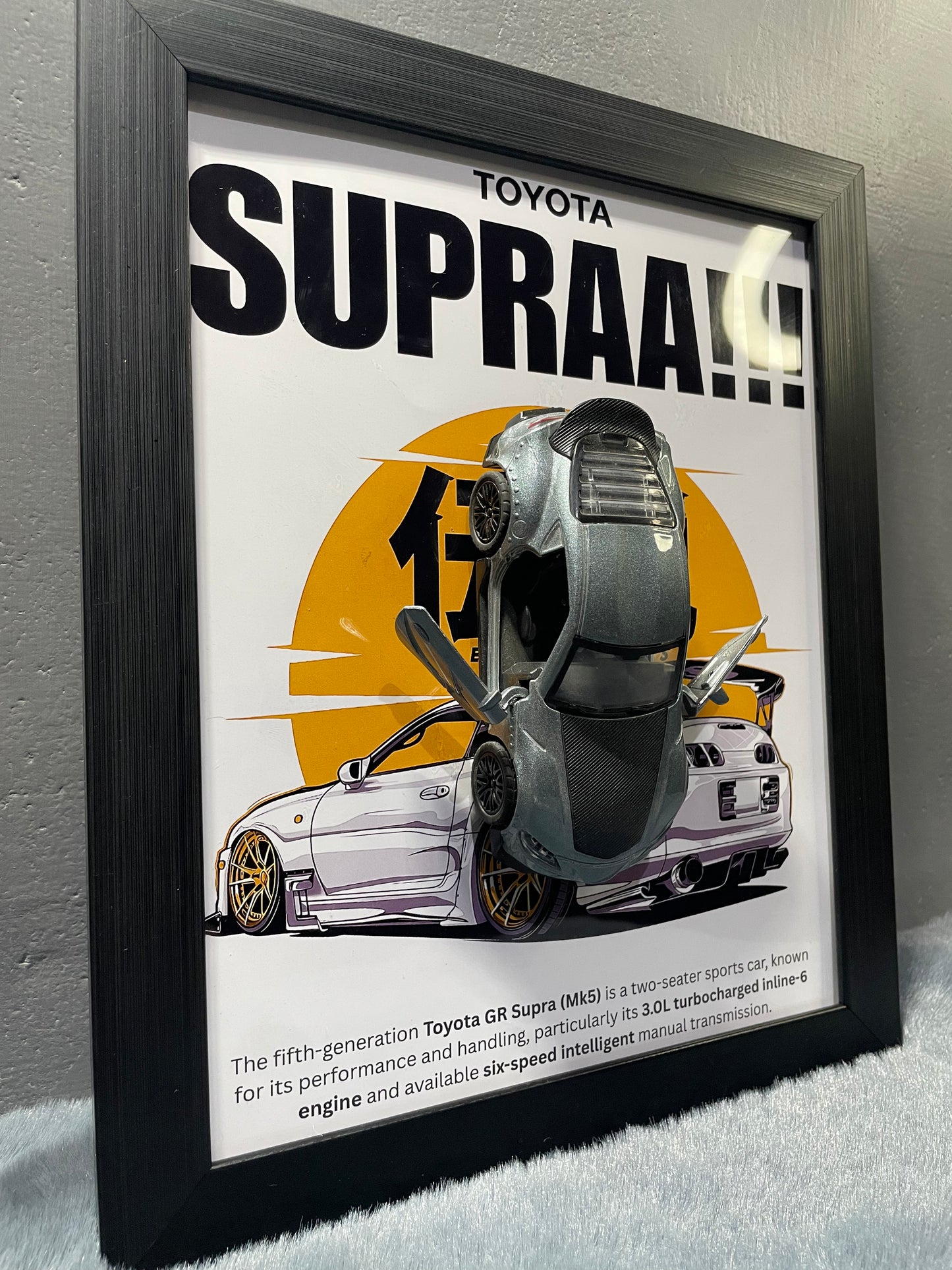 Toyota Supra MK5 | Kinsmart Licensed Model - Car Scale 1:36 | 3D Diecast Frame | Cars Wall Art
