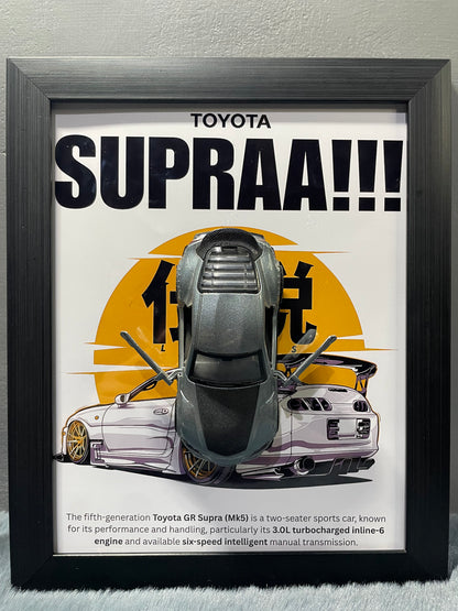 Toyota Supra MK5 | Kinsmart Licensed Model - Car Scale 1:36 | 3D Diecast Frame | Cars Wall Art