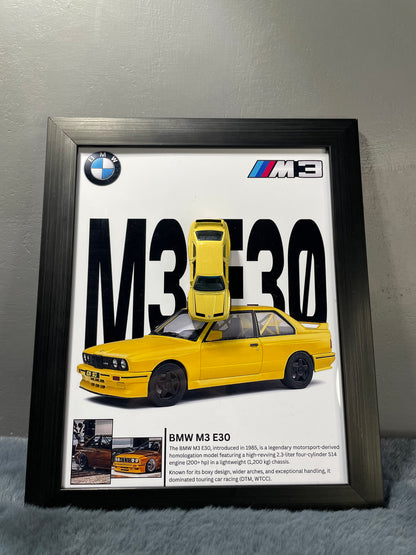 BMW '96 M3 E30 | Hotwheels Frame | Car Scale - 1:64 | Cars Wall Art