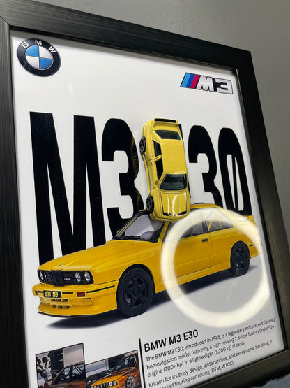 BMW '96 M3 E30 | Hotwheels Frame | Car Scale - 1:64 | Cars Wall Art