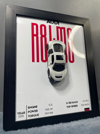 Audi R8 LMS - Car Scale 1:36 | 3D Diecast Frame | Cars Wall Art