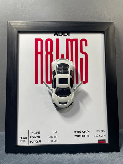 Audi R8 LMS - Car Scale 1:36 | 3D Diecast Frame | Cars Wall Art