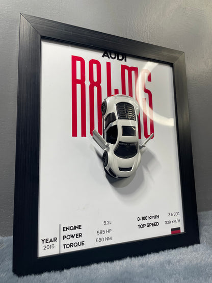 Audi R8 LMS - Car Scale 1:36 | 3D Diecast Frame | Cars Wall Art