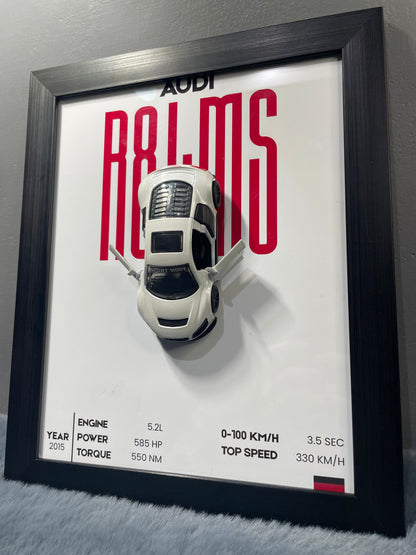Audi R8 LMS - Car Scale 1:36 | 3D Diecast Frame | Cars Wall Art
