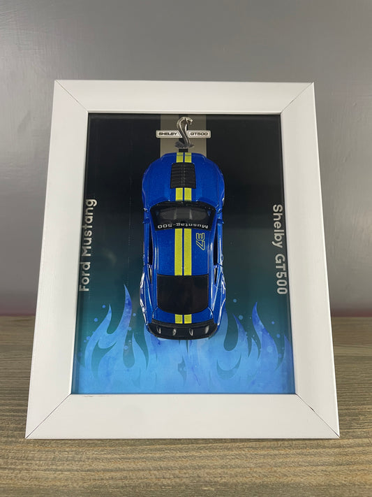 Ford Mustang GT500 - Car Scale 1:36 | 3D Diecast Frame | Cars Wall Art